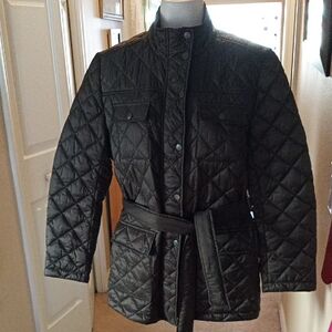 BNWOT J McLaughlin Brown Quilted Belted Jacket With Pockets  Size Large